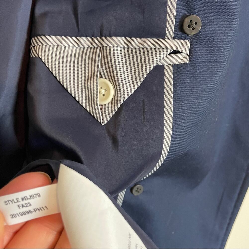 J.Crew Navy Trench Coat Water Repellent Cotton Belted NWT Sz L - Picture 11 of 12